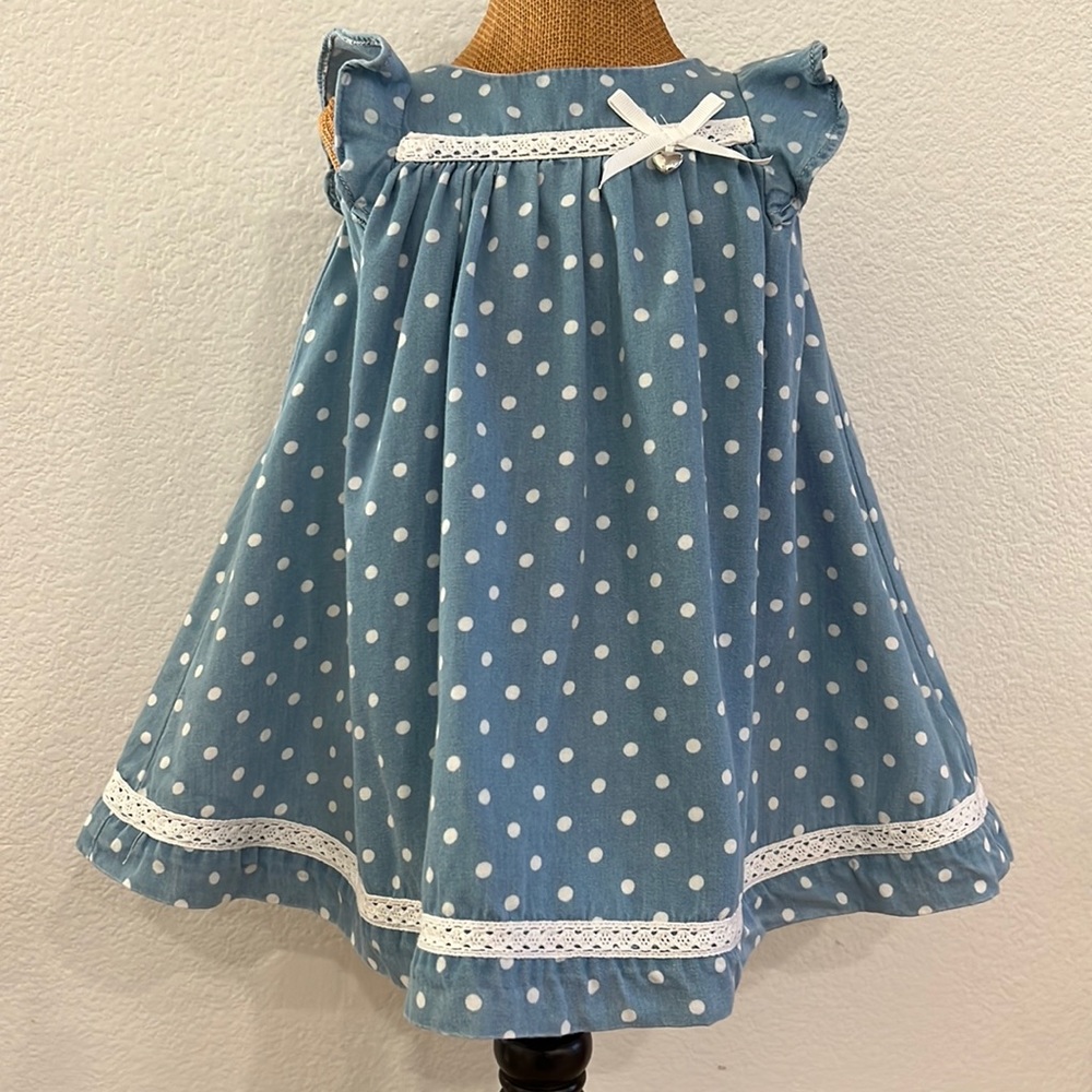 Jillian’s Closet Blue Polka Dot Flutter Sleeve Dress